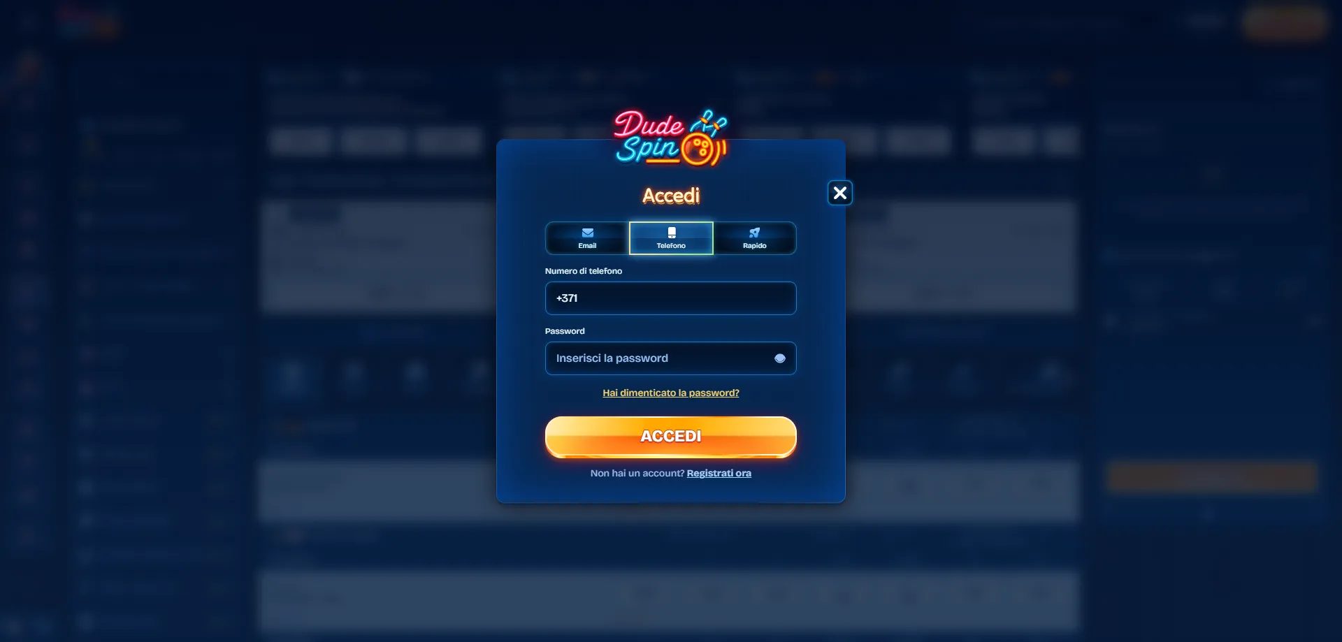 Accedere a Dudespin Casino tramite mirror — pagina di login sicura