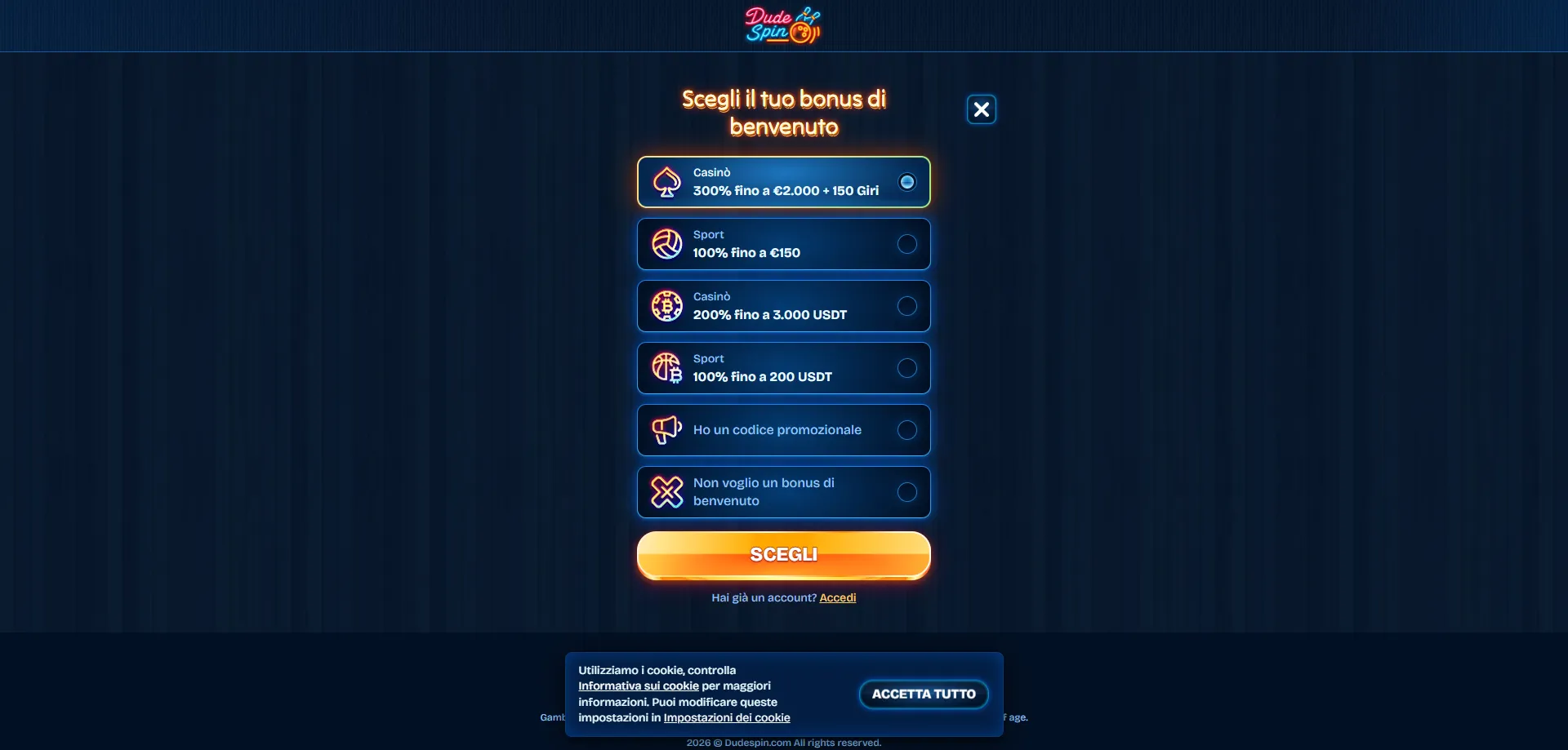Dudespin Casino registrazione &mdash; crea il tuo account in pochi minuti